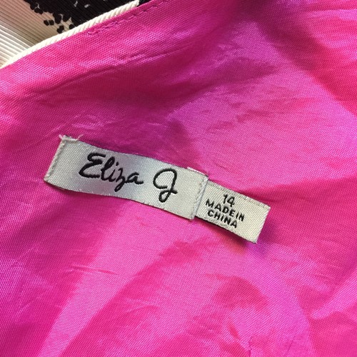 Eliza J Fit & Flare Kleid Gr. 14 Damen schwarz weiß gepunktet ärmellos Plissee - Bild 3 von 15