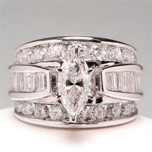 Gorgeous Silver Plated Cubic Zirconia Rings for Women Wedding Jewelry Size 5-12 - Picture 7 of 27