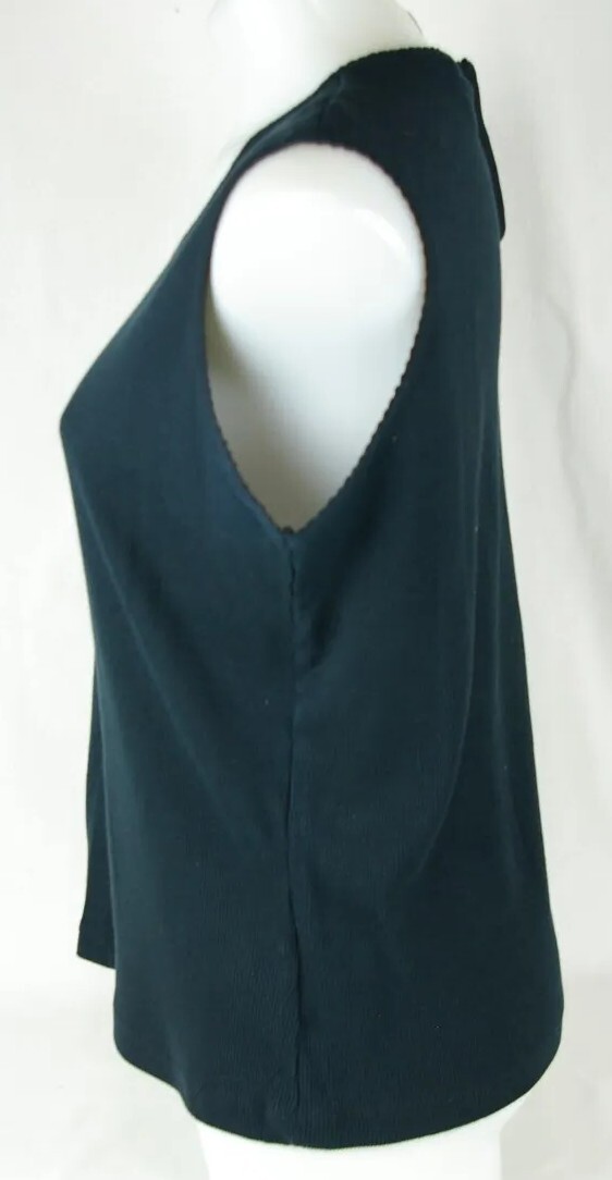 Basic Editions Solid Black Sleeveless Round Neck … - image 3