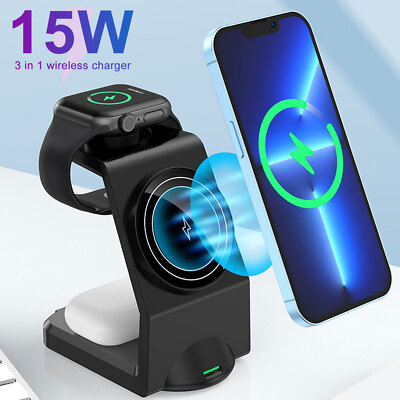 15W Wireless Charging Station for iPhone 14/13 Apple Watch Air Pods Charger Dock