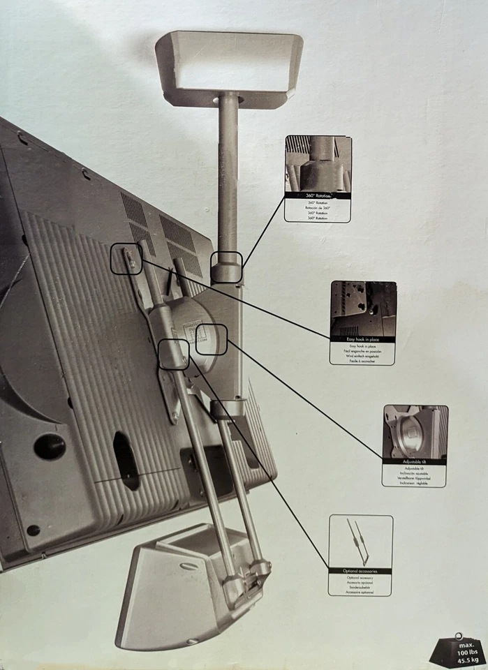 Montaje de techo inclinable Vantage Point AX2ACL01-B para 20" a 42" Foto 2 de 4