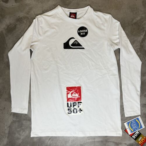 Quicksilver Youth Kids Size 12 White Rashguard Rash Guard Shirt Size 12 SPF50