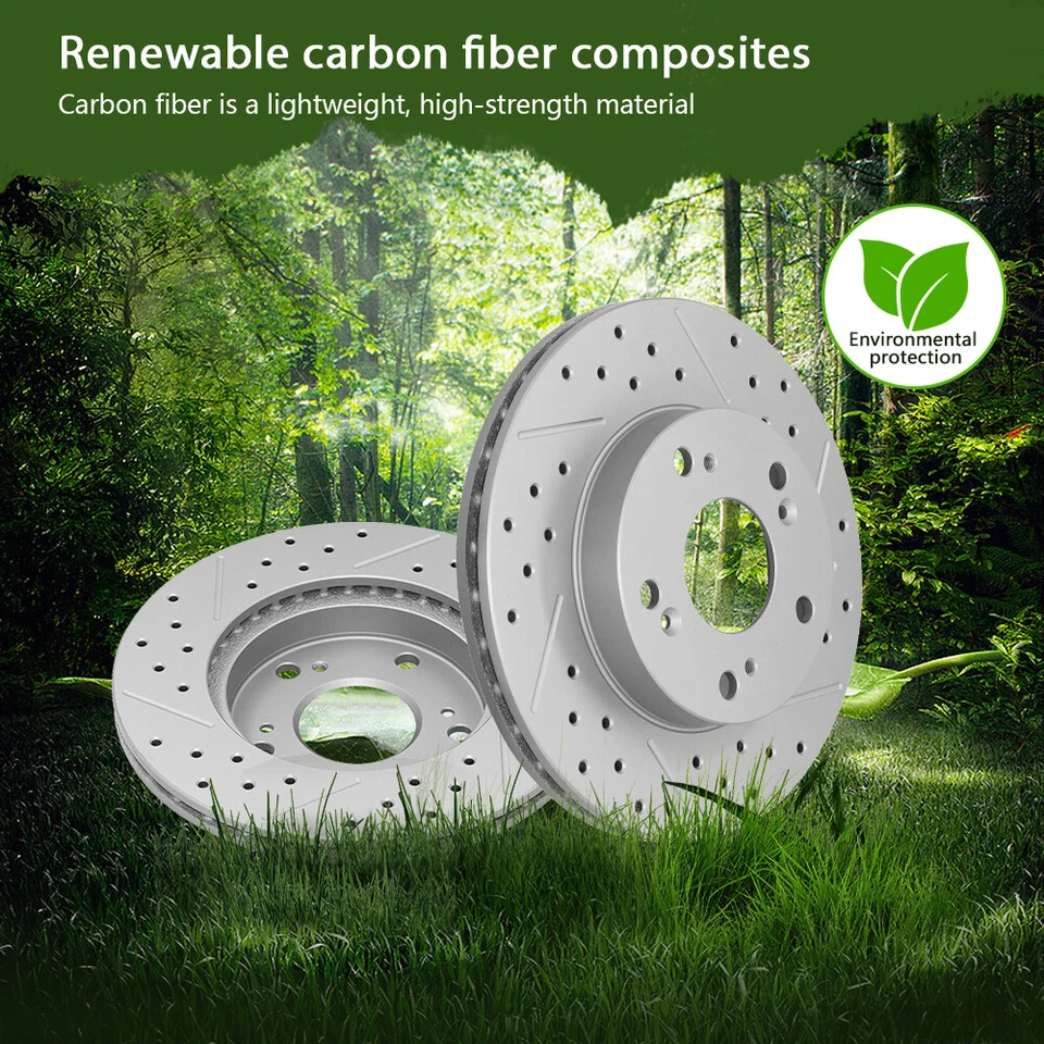 Rotores de freio dianteiros traseiros perfurados e pastilhas de cerâmica para Toyota Highlander 2004-2007 - Imagem 3 de 4