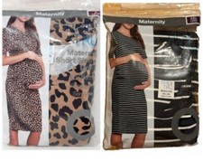 Bundle of 2Time and Tru Maternity LongDresses Short Sleeve Ruching sizeXL(16-18