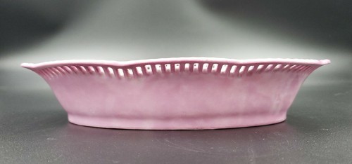 Vintage Schumann Bavaria Oval Relish Dish Pink Lusterware Reticulated Rim c1940s - Picture 3 of 12