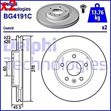 2X Brake Disc DELPHI Fits OPEL Astra J Gtc CHEVROLET Cruze Epica BUICK Xt 569073