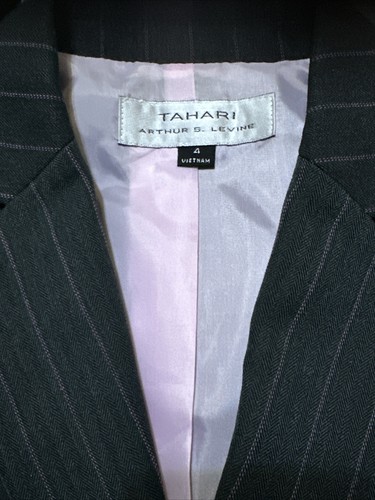 Tahari Arthur S Levine Womens Gray Stripe 3-Button Blazer/Jacket Size 4 - Picture 5 of 6