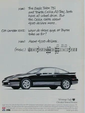 1991 Eagle Talon TSi Vintage Musical Notes Original Print Ad-8.5 x 11"