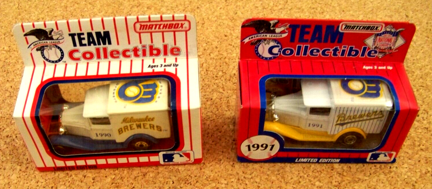 1990 & 1991 Milwaukee Brewers diecast trucks White Rose Matchbox 38869-40027