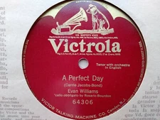 Evan Williams 78rpm Single 10-inch Victrola Records #64306 A Perfect Day  