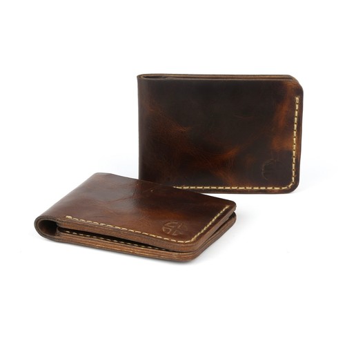 Cartera Crazy Horse Hecha a Mano | Cuero Cosido a Mano | Hecha a Mano Grano Completo - Imagen 7 de 15