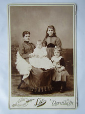 Antique Cabinet Card Photo Victorian Well Dressed Lady with her Three Children