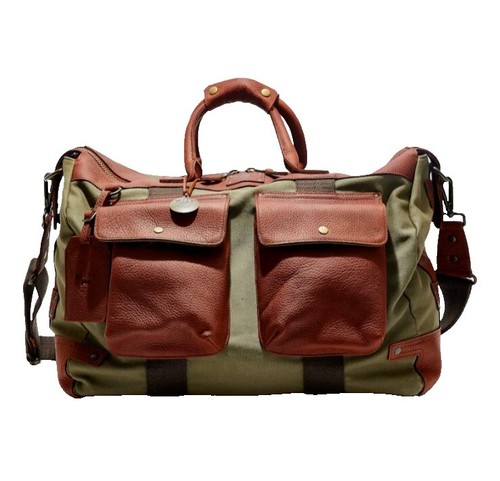 バッグ 30's~ canvas duffle bag w/ old Talon zip Talon Zipper Vintage Light Brown Soft Leather Duffle Bag Quiet