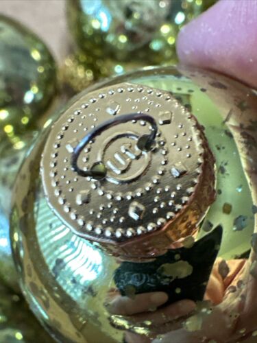 UT Unique Treasures Glass Ball Christmas Ornaments (8) Green w/ Glitter 1.5" - Picture 2 of 7