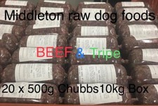 RAW Frozen Dog Food BEEF & TRIPE 20 x 500g Chubs 10kg Box BARF RAW DIET