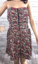 I Love H81 Strapless Sundress Large Smocked Elastic Floral Print Summer Dress