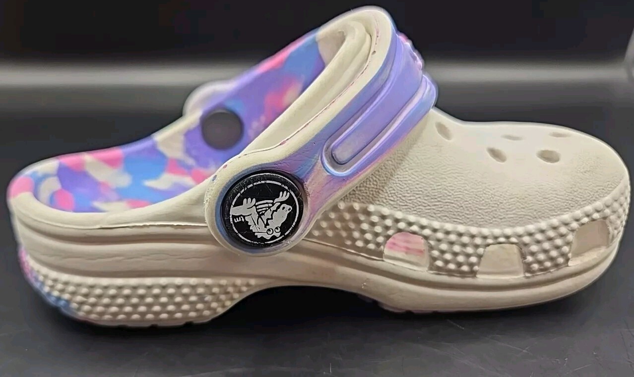 Classic Crocs Digital Pink Purple White Colored Marbled Tie Dye Clogs Kids C 6 image 3