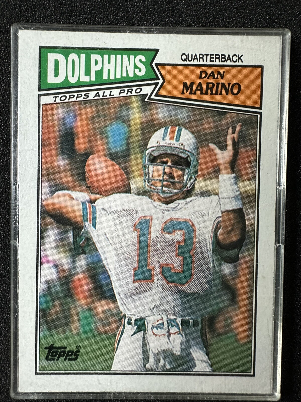 1987 Topps Football card #233 Dan Marino Miami Dolphins Sharp card