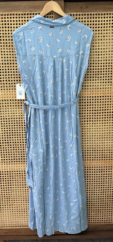 Billabong Lovely Ways Collared Woven Dress Blue with Flowers Size Medium/10 NWT - Imagen 2 de 9