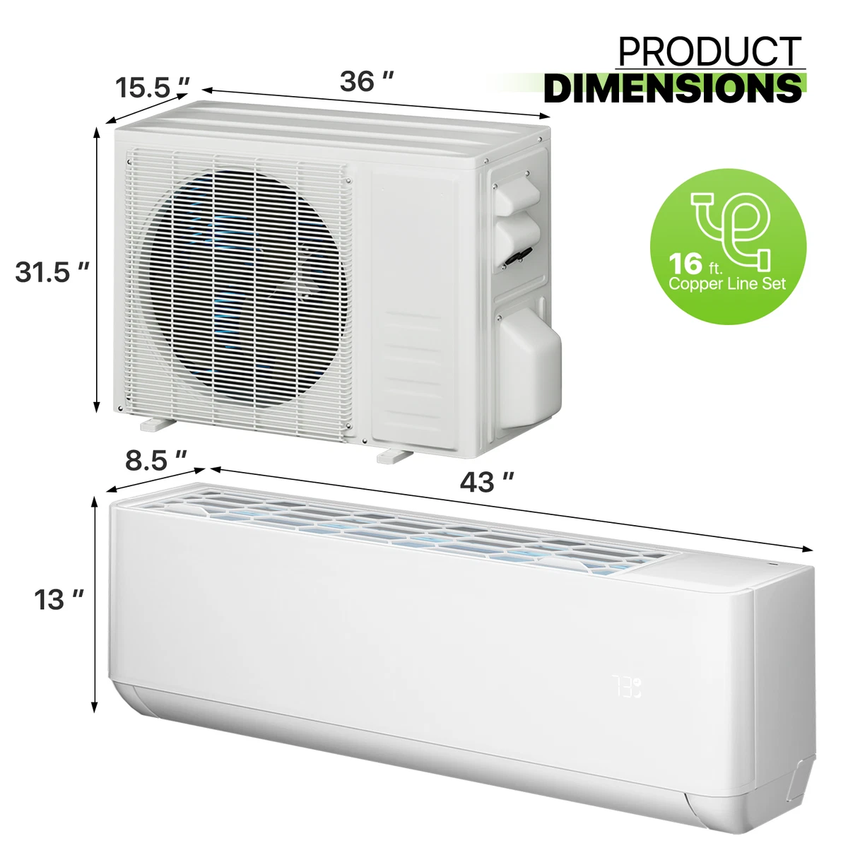 2,4000 BTU WIFI Control Air Conditioner Heat Pump Ductless Mini Split AC  w/Timer | eBay