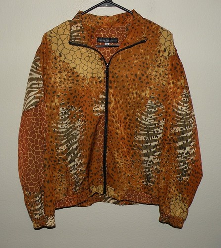 Vtg 90’s Dana Lee Sportswear Women’s Med Full Zip Jacket Animal Print Made USA - Picture 1 of 2
