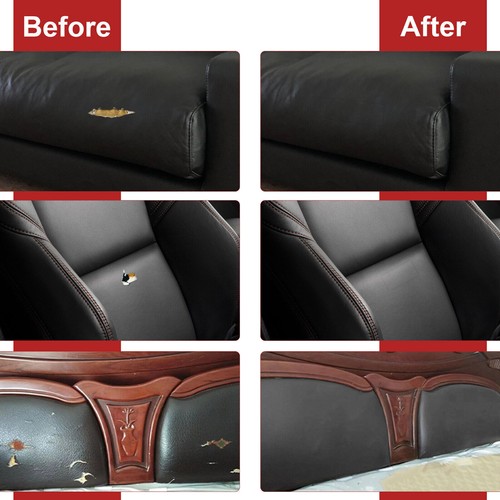Leather Vinyl Repair Kit Black Filler Restore Car Seat Couch Sofa Bus Patch Tape - Picture 14 of 29