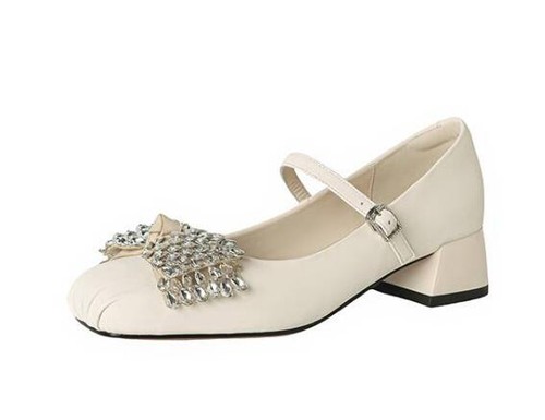 Fashion Women Square TOe Buckle Strap Rhinestones Block Heels Shoes OL Sandals - Bild 10 von 10