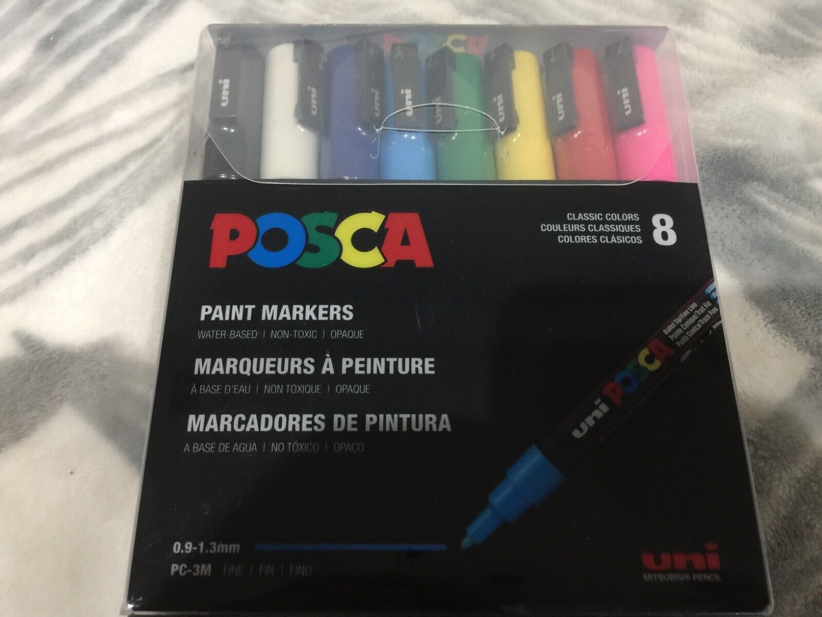 Posca Full Set of 8 Acrylic Paint Pens with Reversible Fine Point Pen Tips,  P