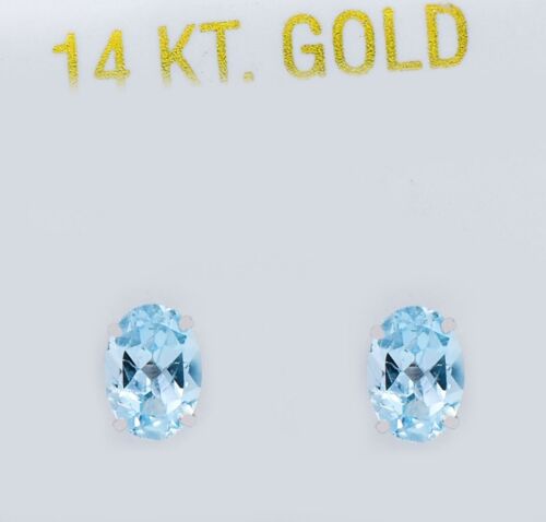 GENUINE 1.86 Cts AQUAMARINE STUD EARRINGS 14k WHITE GOLD - Free Appraisal - NWT