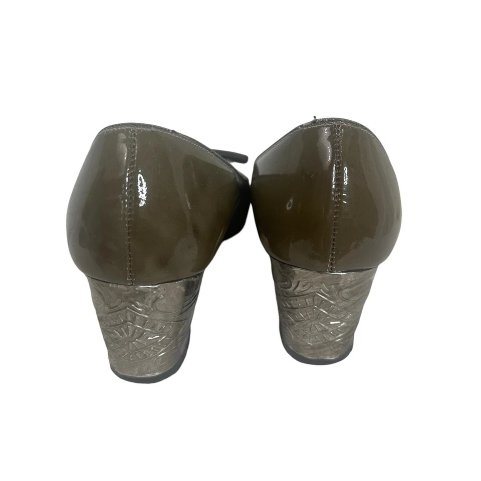 Zapatos de tacón vintage años 60 mod charol verde oliva 6M Foto 3 de 4