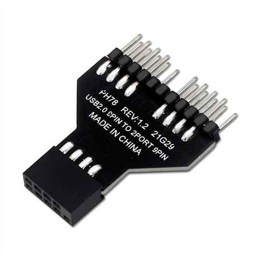 Mainboard USB2.0 9 Pin Header Female 1 To 2 Male Extension Adapter HUB Connector - Picture 2 of 11