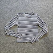 Brandy Melville Top Womens Size Small Blue Striped Ribbed Long Sleeve Capsule