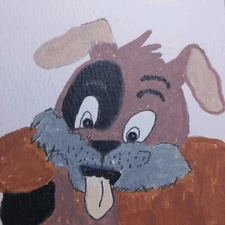 Dog Puppy Whimsical Animals Signed Art 4x4 Acrylic GAT Original Painting