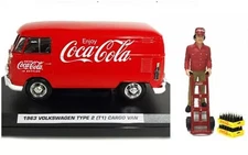 Mini Car 1/24 Vw2 T1 Cargo Van 1963 With Driver Figure Accessory Red Coca-Cola C