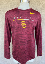 USC Trojans Nike Tee Dri-Fit Red Long Sleeve Pullover Athletic Shirt Men's Large