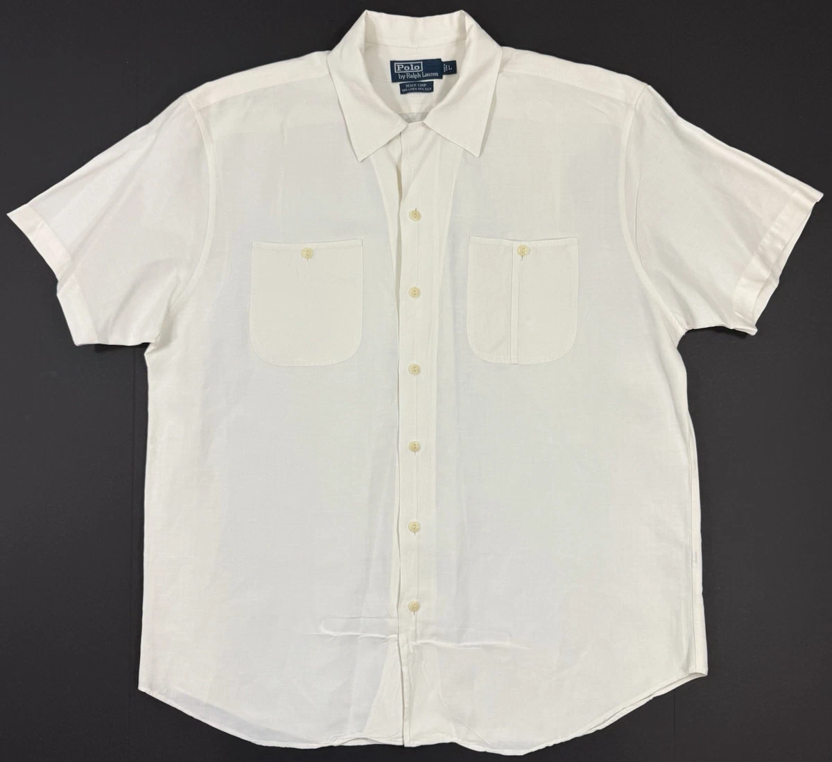 Polo Ralph Lauren Silk Short Sleeve Button-Up Casual Button-Down
