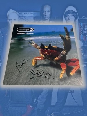 Hand Signed THE PRODIGY The Fat of the Land 12  Vinyl Black Liam Maxim - Proof