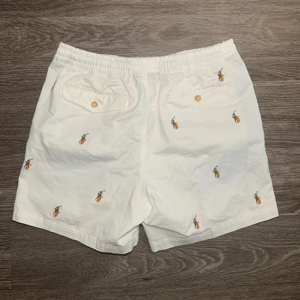 Mens Polo Ralph Lauren White All Over Embroidered Prepster 6" Shorts Sz. M - Image 2 of 4