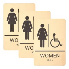 3 Pcs 9 6 Inch Restroom Sign, Women Wheelchair Signage Braille