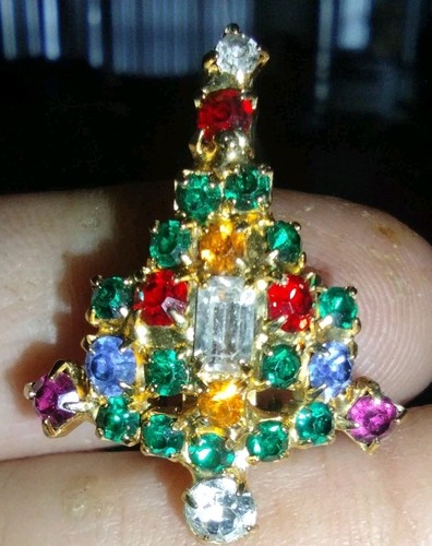 Vintage Warner Christmas Tree Clip on Earrings Gold Tone Holiday - Bild 2 von 9