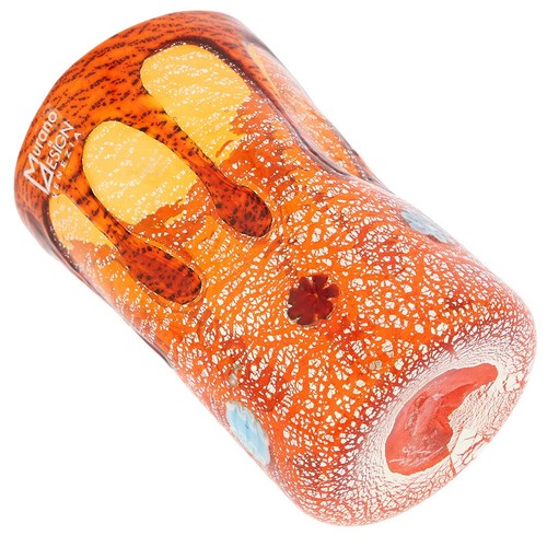 Vaso alto de cristal de Murano GlassOfVenice - plata lava naranja - Imagen 4 de 6