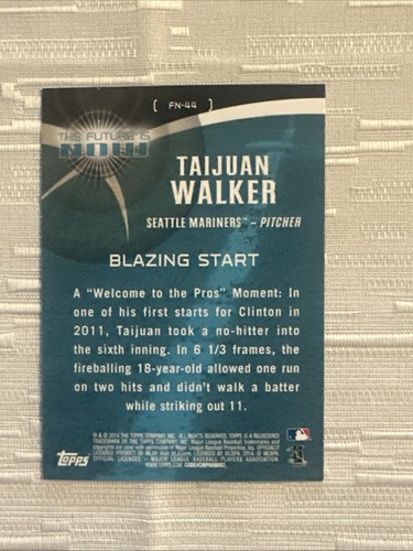 TAIJUAN WALKER 2014 TOPPS THE FUTURE IS NOW #FN-44 FREE SHIPPING - Picture 2 of 2