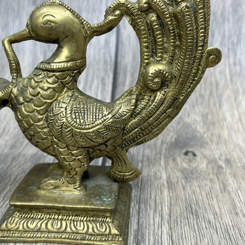 Vintage Messing Pfau Diya Öllampe Indien spiritueller Räuchergefäß feine Details 7 Zoll - Bild 11 von 17