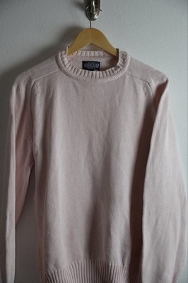 Lands  End Drifter Pink Cable Knit Cotton Sweater Men s M 100% Cotton
