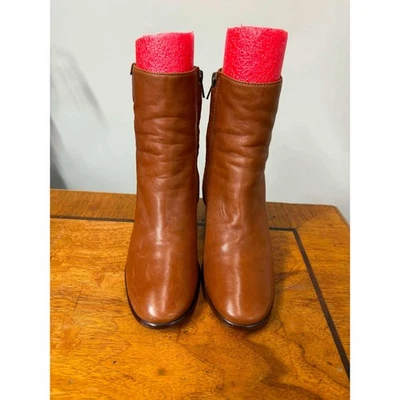 Frye Karen Cognac Leather Block Heel Ankle Boots 3477440-COG Womens 6M - Image 1 of 4