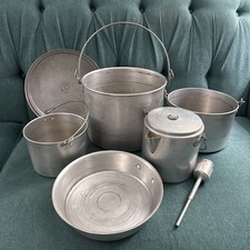 Vintage Aluminum Camping Mess Kit Cook Set, 3...