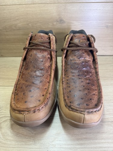 Roper Mens Clearcut Vintage Tan Leather Chukka Boots Size 9 Ostrich - Picture 3 of 9