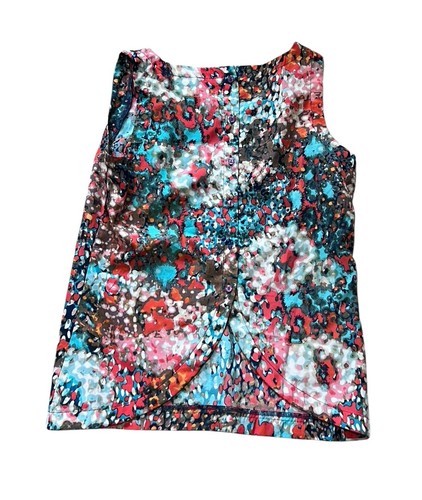 Olive & Oak Tank Top Womens XS Sleeveless Blouse Boho Splatter Teal Coral - Picture 3 of 5