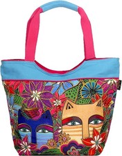 Laurel Burch Eva Cats Large Scoop Tote Bag, 20 x 6 x 15"