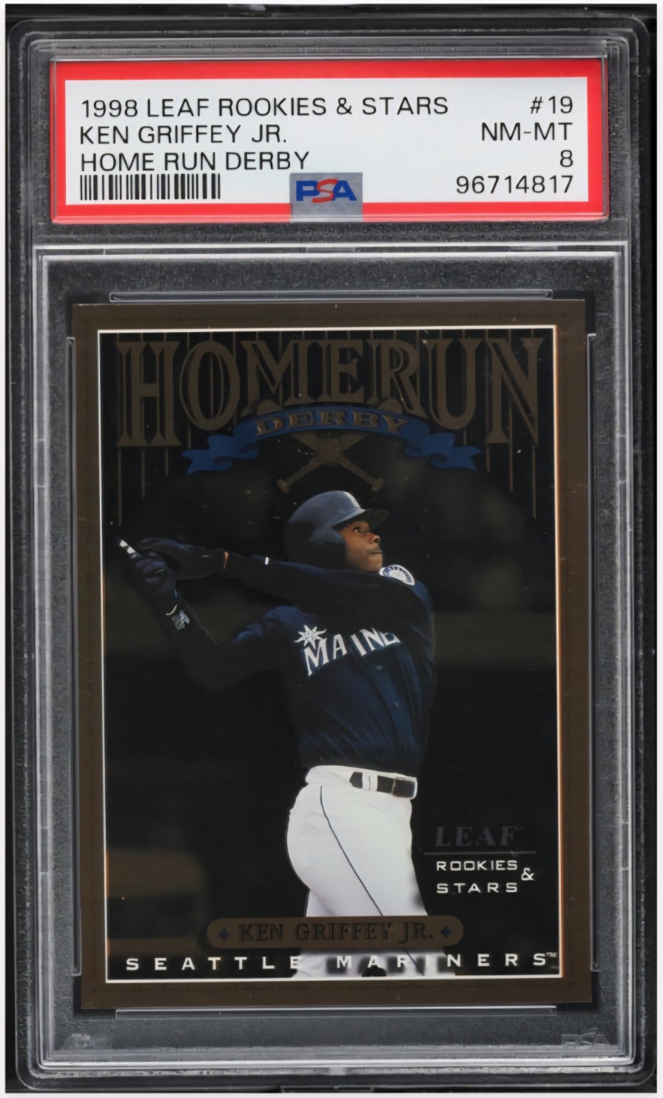1998 ⚾ PSA 8 Ken Griffey Jr Leaf Rookies & Stars Home Run Derby #/2500
